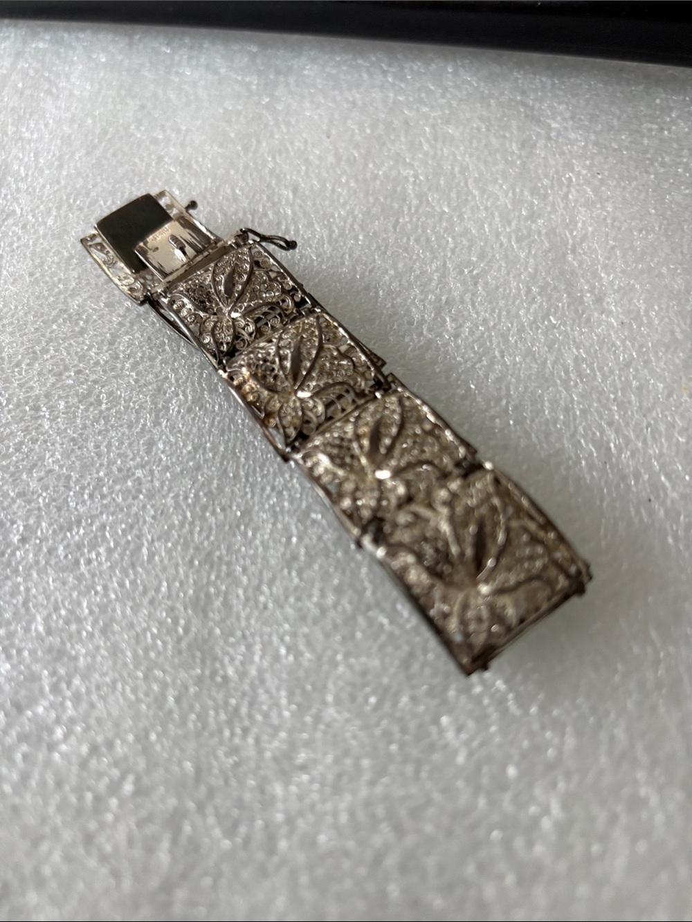 Vintage Silver Filigree Bracelet - Leaf Mexico silver